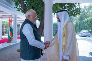 UAE Crown Prince Sheikh Hamdan with Indian Prime Minister Narendra Modi during official visit