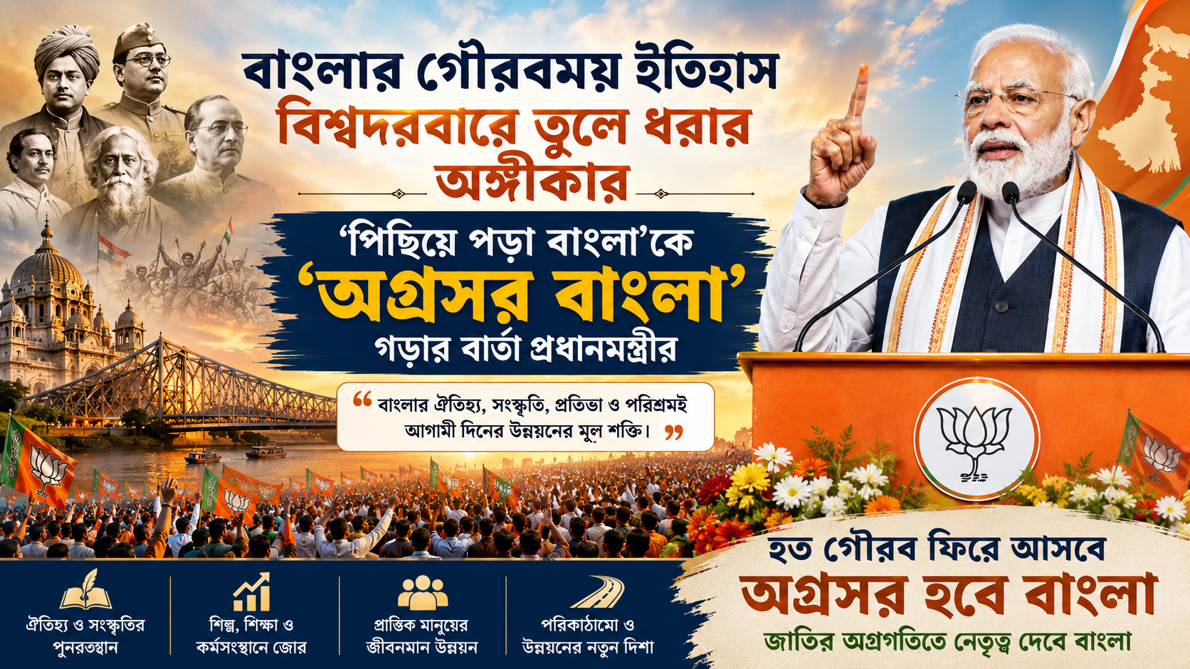 বাংলার হারানো গৌরব ফেরানোর ডাক, ঐতিহ্য ও উন্নয়নের নতুন পথচলার বার্তা প্রধানমন্ত্রীর