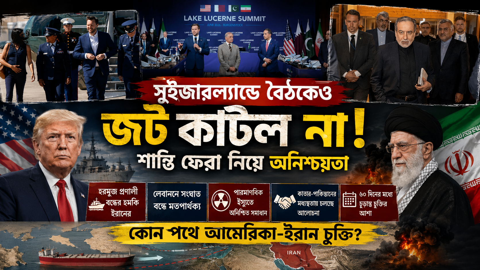 সুইজারল্যান্ডে বৈঠকেও জট কাটল না! শান্তি ফেরা নিয়ে অনিশ্চয়তা, কোন পথে আমেরিকা-ইরান চুক্তি?