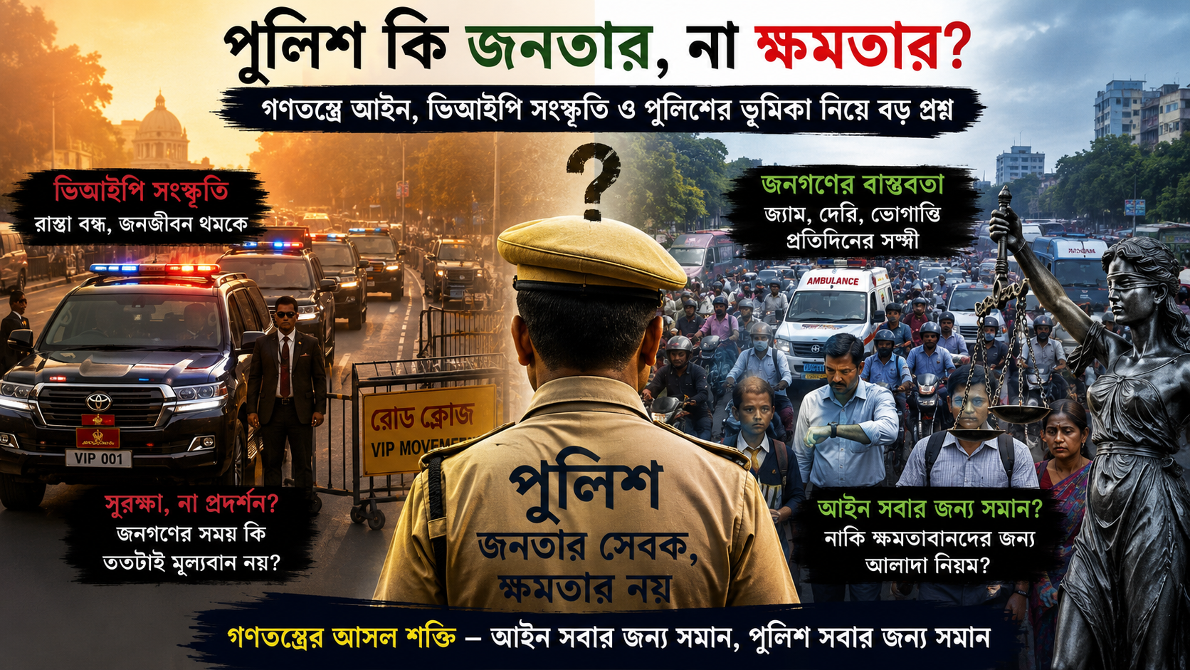 পুলিশ কি জনতার, না ক্ষমতার? গণতন্ত্রে আইন, ভিআইপি সংস্কৃতি ও পুলিশের ভূমিকা নিয়ে বড় প্রশ্ন