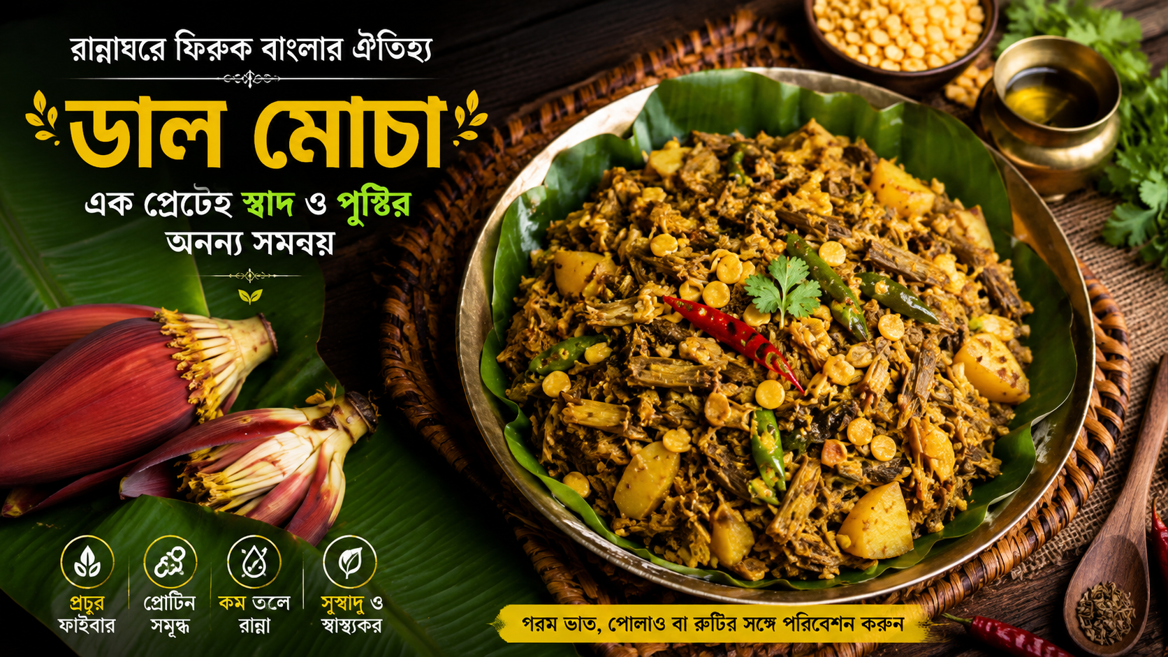 রান্নাঘরে ফিরুক বাংলার ঐতিহ্য, এক প্লেট ডাল মোচাতেই মিলবে স্বাদ ও পুষ্টির অনন্য সমন্বয়