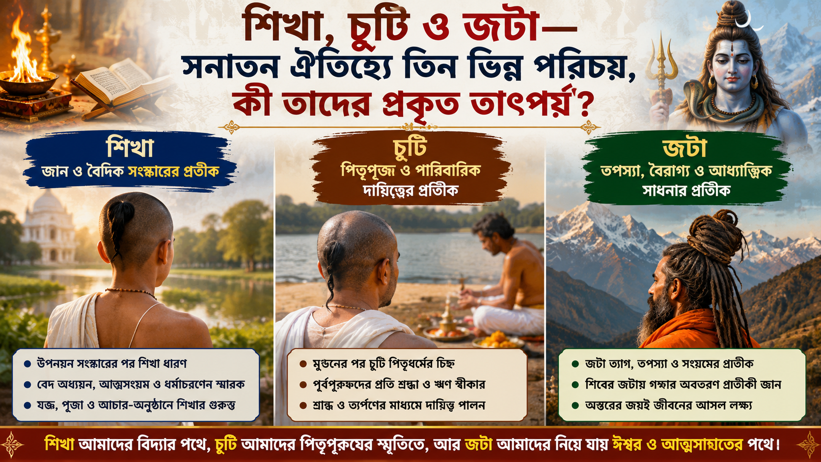 শিখা, চুটি ও জটা—সনাতন ঐতিহ্যে তিন ভিন্ন পরিচয়, কী তাদের প্রকৃত তাৎপর্য